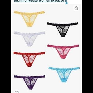 Eterna Bonita Lingerie Spandex Thong Bikini for Petite Women (Pack of 7